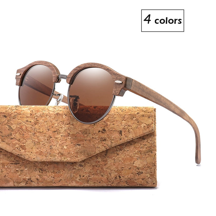 Round Wood Sunglasses for Men and Women